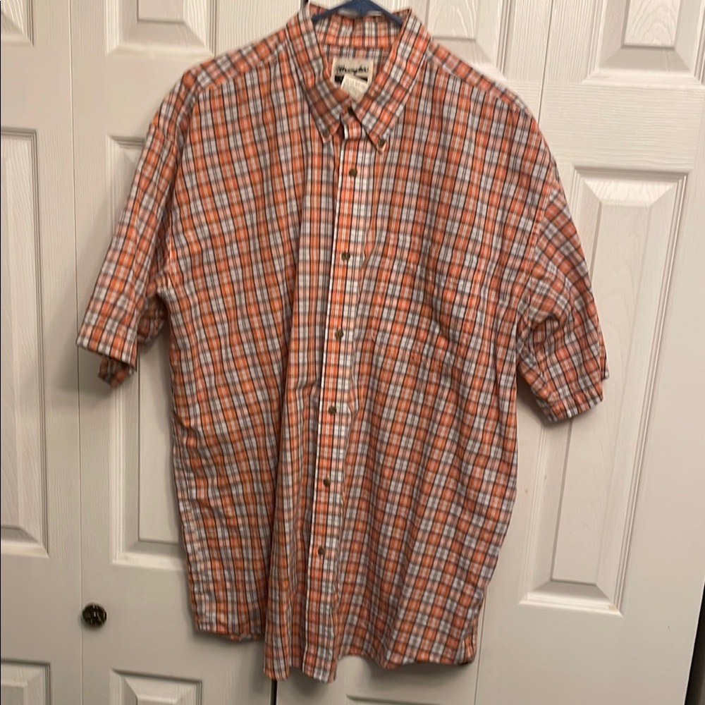 Men's Orange Plaid Shirt